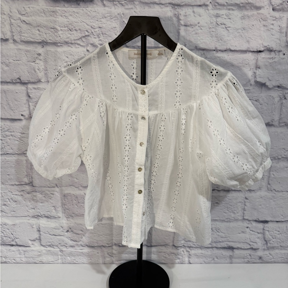 bishop + young White Eyelet Puff Sleeve Blouse